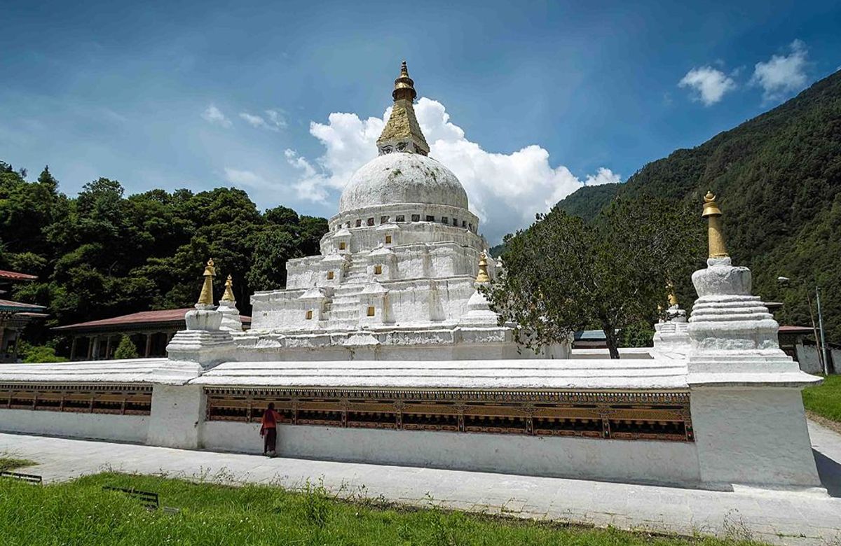 The white dome of Chorten Kora at Trashiyangtse