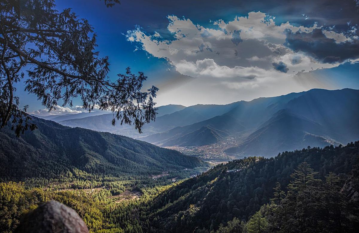Forested ridges above a Bhutanese valley