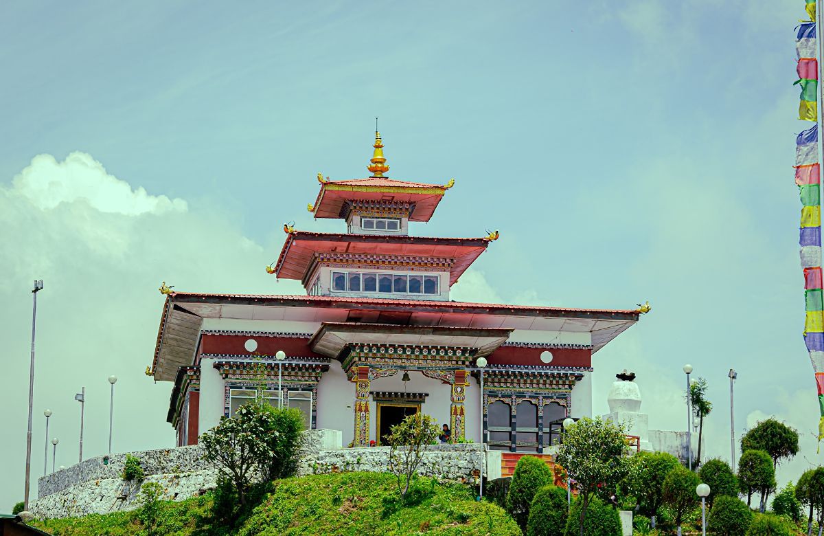 A gilded temple roof in the Bumthang valleys